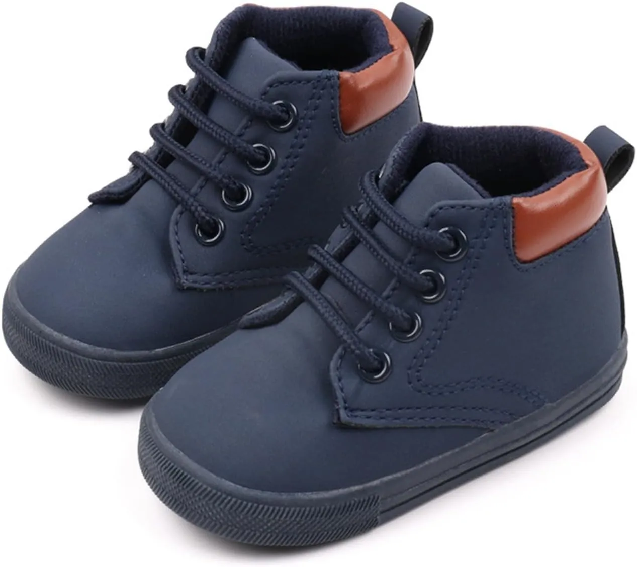 Infant Boys High-top Sneaker Cowboy Baby Brown Shoes Fashion Suede Leather Lace-Up Soft Flat Walking Ankle Boots Girl Shoes Size 2