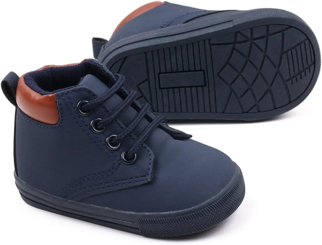Infant Boys High-top Sneaker Cowboy Baby Brown Shoes Fashion Suede Leather Lace-Up Soft Flat Walking Ankle Boots Girl Shoes Size 2
