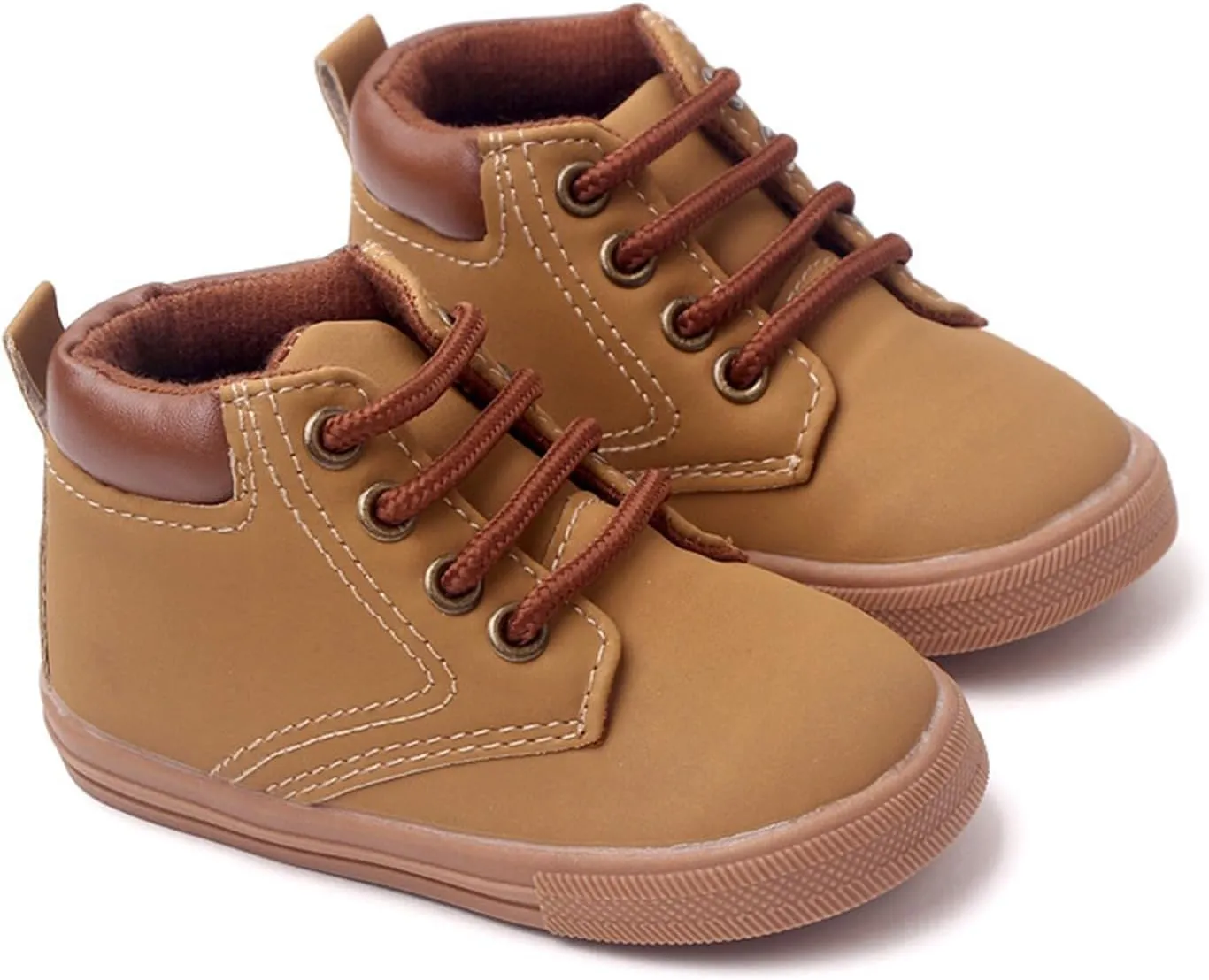 Infant Boys High-top Sneaker Cowboy Baby Brown Shoes Fashion Suede Leather Lace-Up Soft Flat Walking Ankle Boots Girl Shoes Size 2