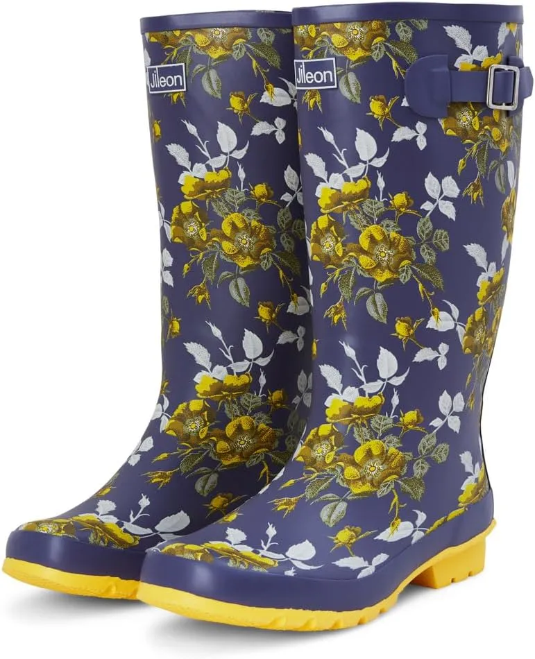 Jileon Wide Fit Womens Rain Boots - Fit up to 18 Calves - Unique Design For Wide Feet, Ankles & Calves