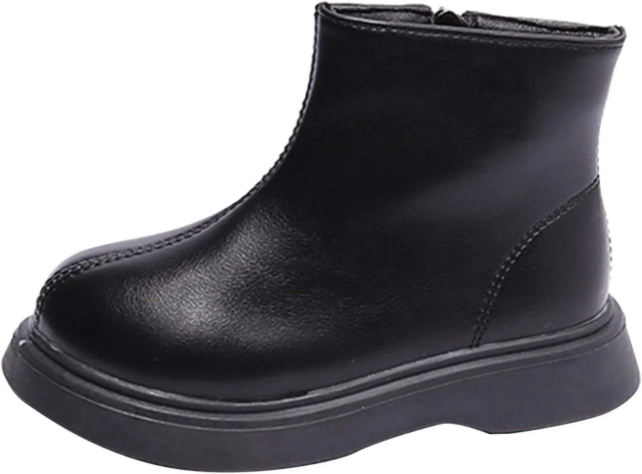 Kids Unisex Leather Ankle Boots Water Proof Classic Simple Outdoor Hiking Walking Booties Solid Soft Casual Shoes
