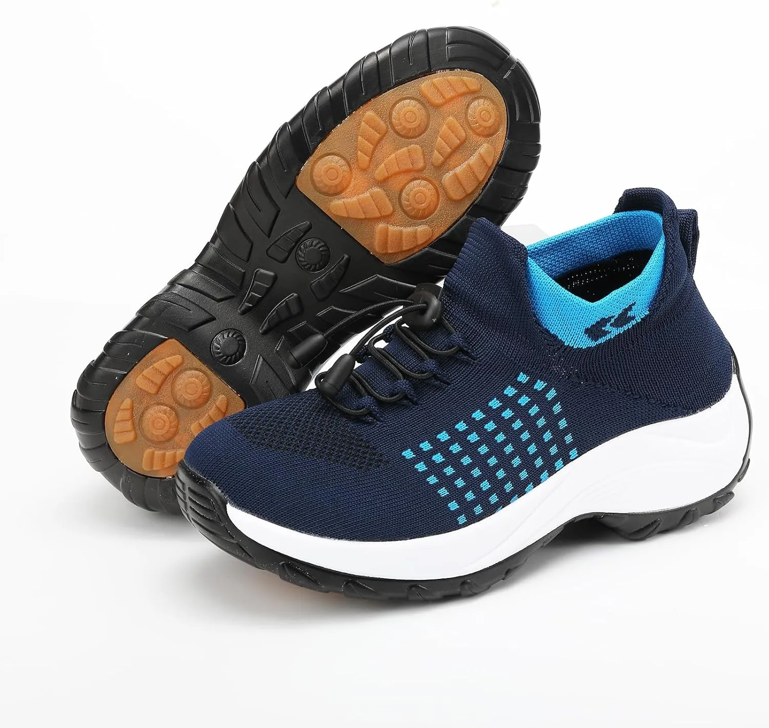 Kubbon Women Footwear Non Slip Slip on Sock Sneakers Arch Support Walking Shoes Lightweight Mesh Sneakers Antiskid Wedge Running Footwear for Plantar Fasciitis