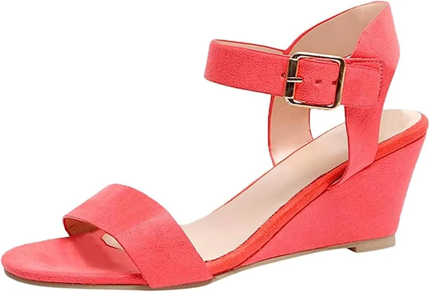 Ladmiple Wedge Sandals for Women Dressy Casual Summer Ankle Strap Open Toe Low Heel Platform Espadrilles Slip on Sandal