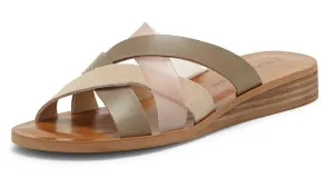 Lucky Brand Hallisa Fossilized Combo Multi Band Open Toe Flat Low Heel Sandals