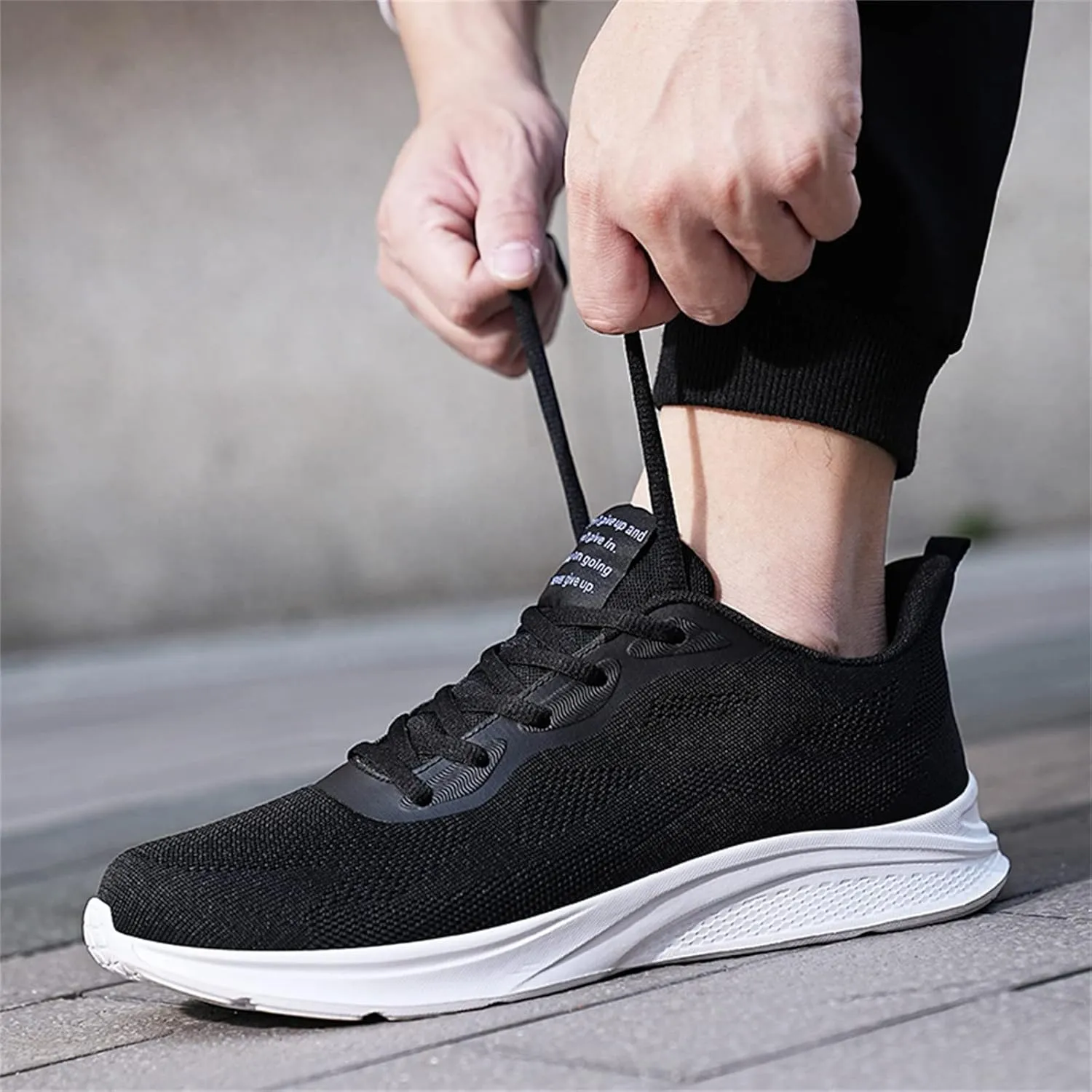 Men Tennis Shoes Running Shoes Gym Lace Up Sneakers Walking Workout Non Slip Walking Athletic Slip on Breathable Mesh Comfortable Lightweight Casual Fashion Sports Shoe for Male