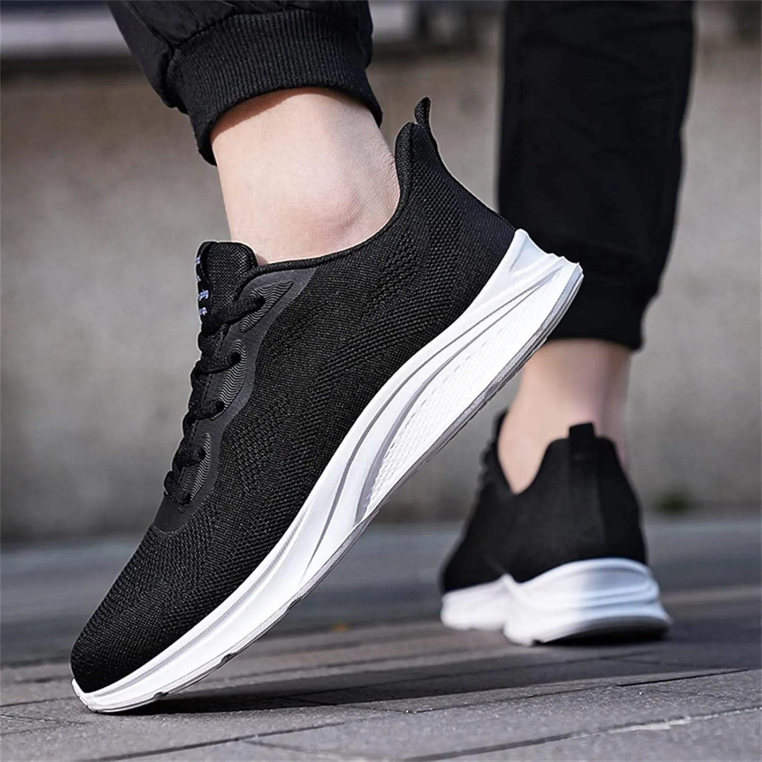 Men Tennis Shoes Running Shoes Gym Lace Up Sneakers Walking Workout Non Slip Walking Athletic Slip on Breathable Mesh Comfortable Lightweight Casual Fashion Sports Shoe for Male