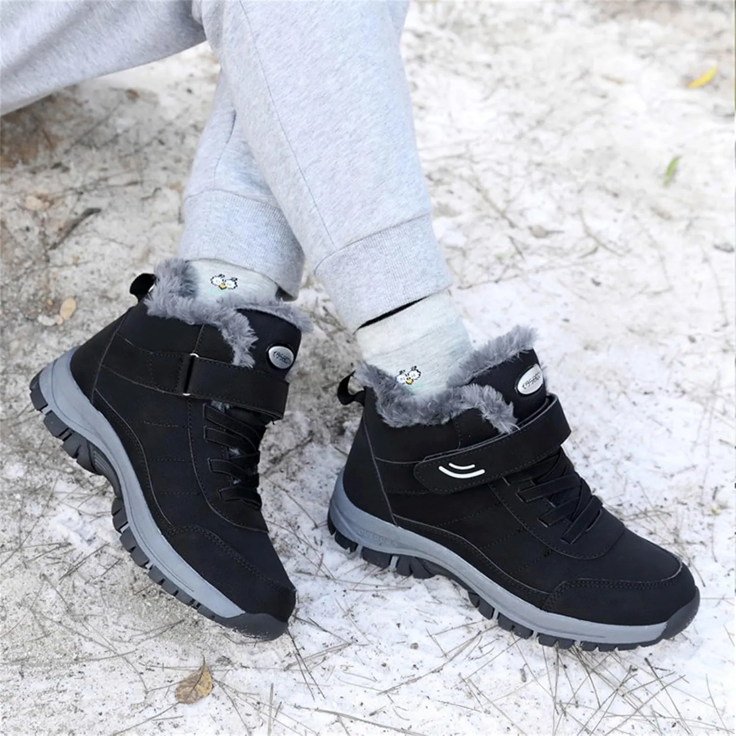 Men Work Boots Non Steel Toe Hiking Sneakers Fur Lined Ankle Boot Women's Working Shoes Winter Composite Safety Toe Waterproof Industrial Casual Hike Grounded Footwear