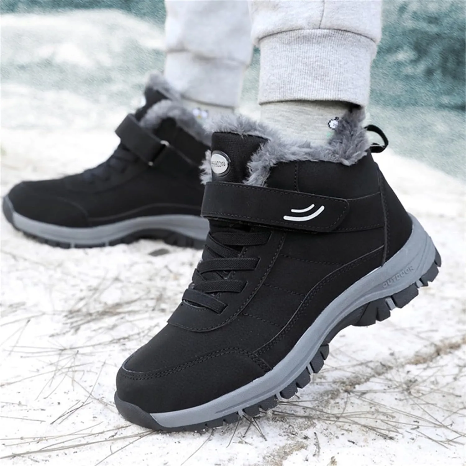 Men Work Boots Non Steel Toe Hiking Sneakers Fur Lined Ankle Boot Women's Working Shoes Winter Composite Safety Toe Waterproof Industrial Casual Hike Grounded Footwear