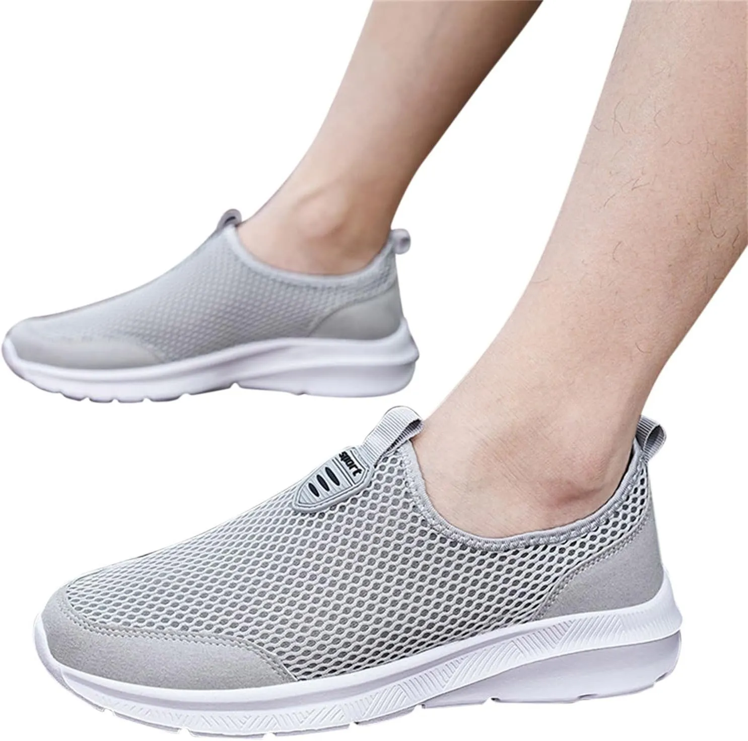 Mens Casual Athletic Shoes Fashion Summer Men Breathable Mesh Shallow Lace Up Casual Shoes Tennis Workout Gym Sports Shoes