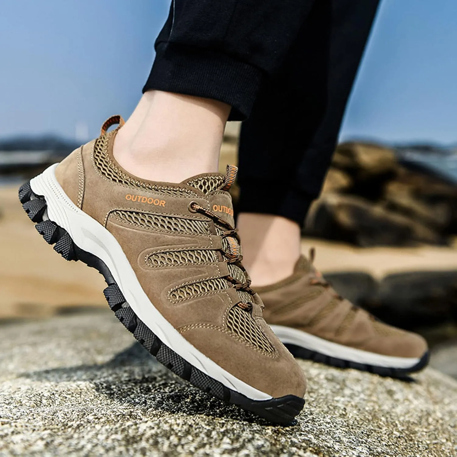 Men's Fashion Hiking BootsWaterproof Hiking Work Boots Men's Tactical Boots Lightweight Military Boots Breathable Desert Boots Steel Toe Boots For Men