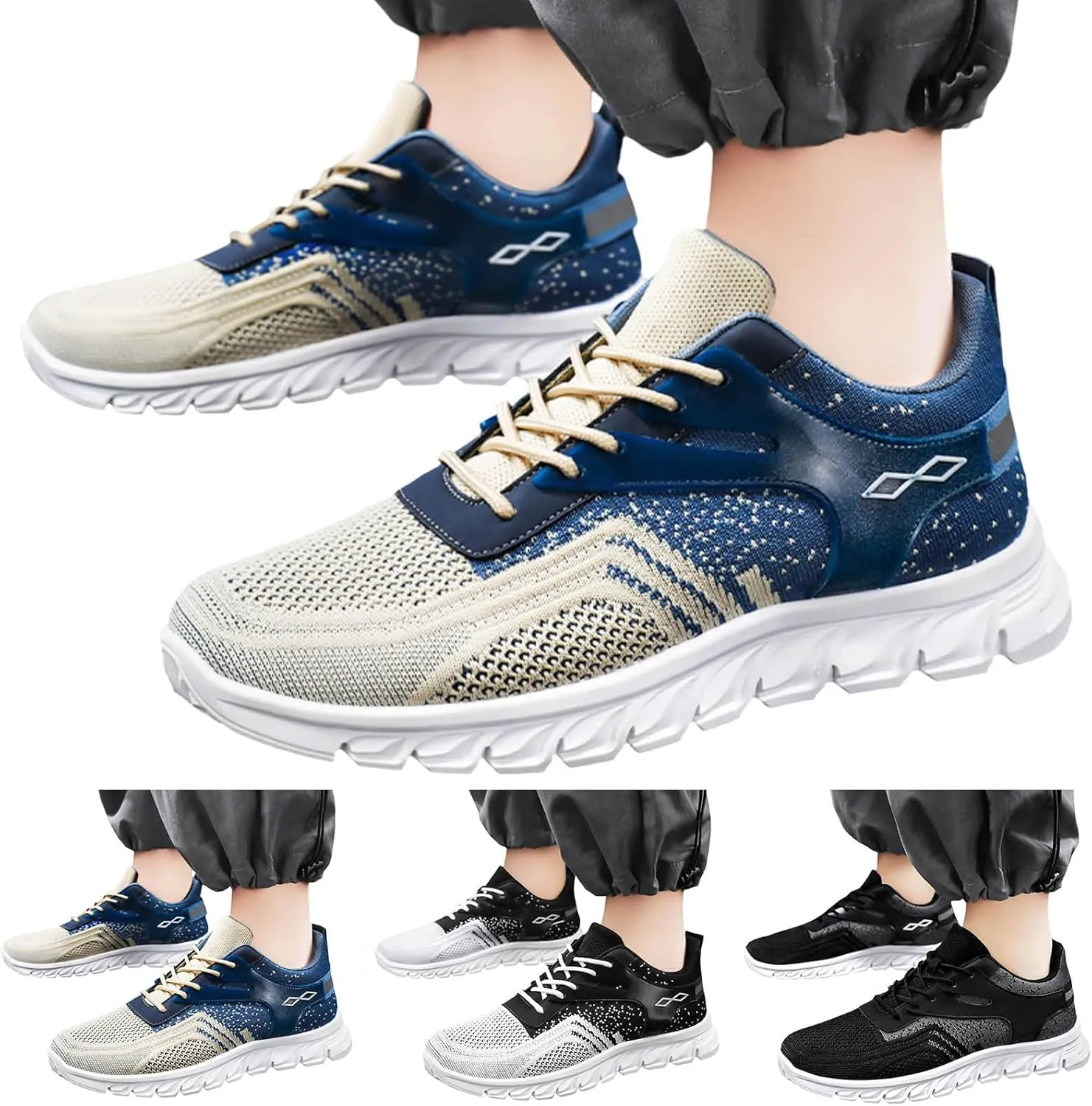 Mens Running Shoes Comfortable Sport Athletic Gym Sneakers Non Slip Breathable Mesh Lightweight Tennis Fashion Workout Casual Lace Up Shoes for Men Daily Walking