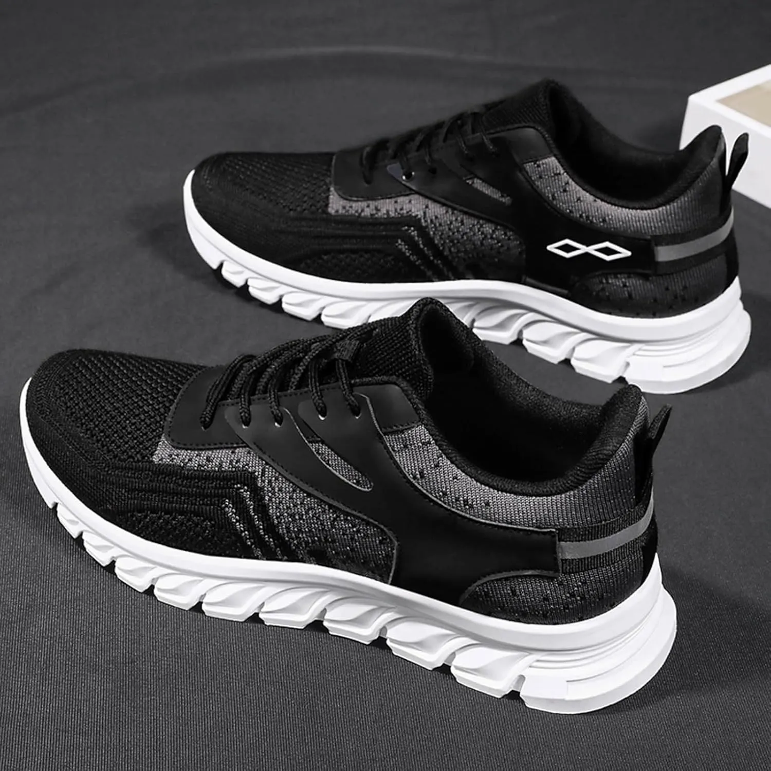 Mens Running Shoes Comfortable Sport Athletic Gym Sneakers Non Slip Breathable Mesh Lightweight Tennis Fashion Workout Casual Lace Up Shoes for Men Daily Walking