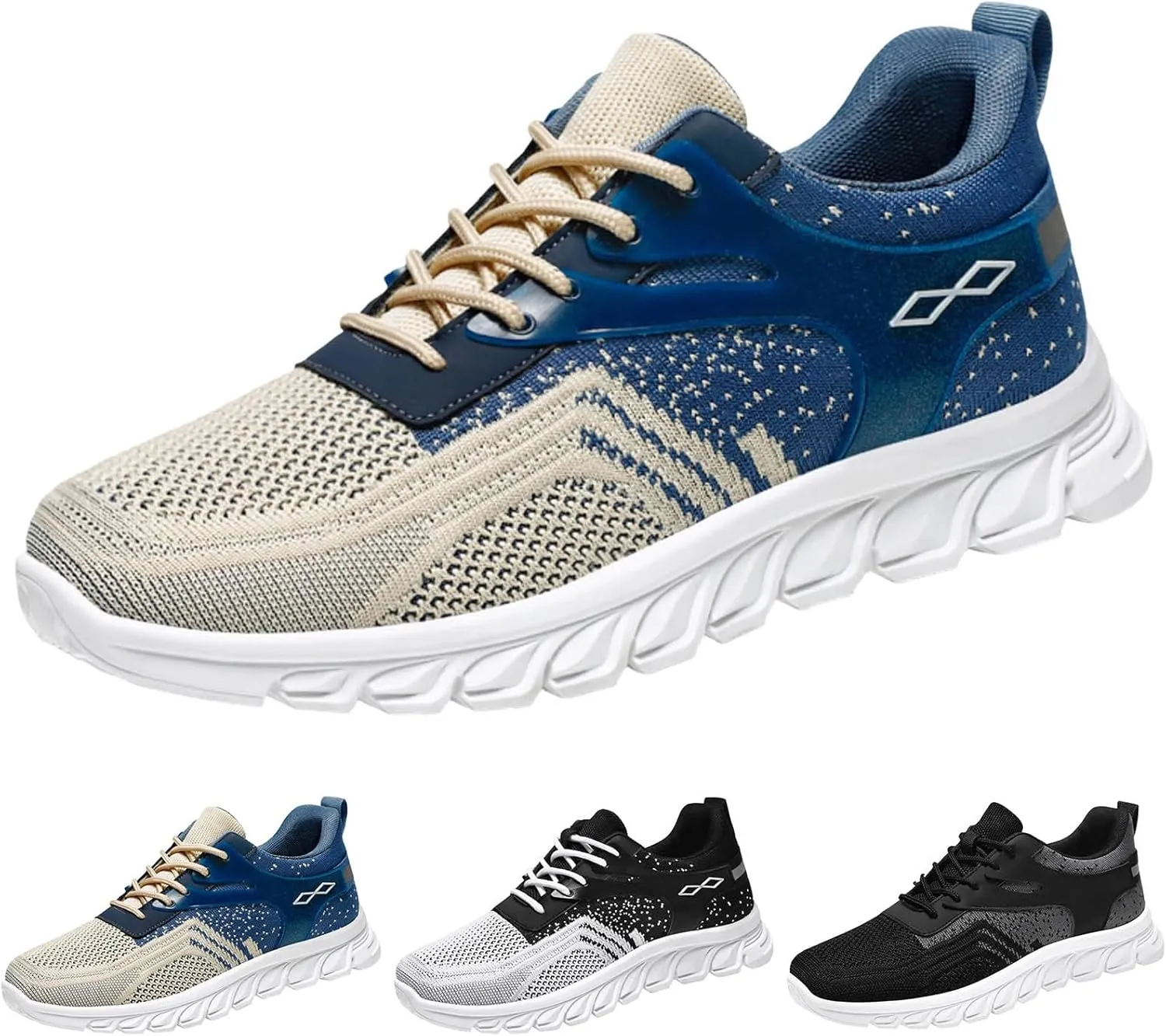 Mens Running Shoes Comfortable Sport Athletic Gym Sneakers Non Slip Breathable Mesh Lightweight Tennis Fashion Workout Casual Lace Up Shoes for Men Daily Walking