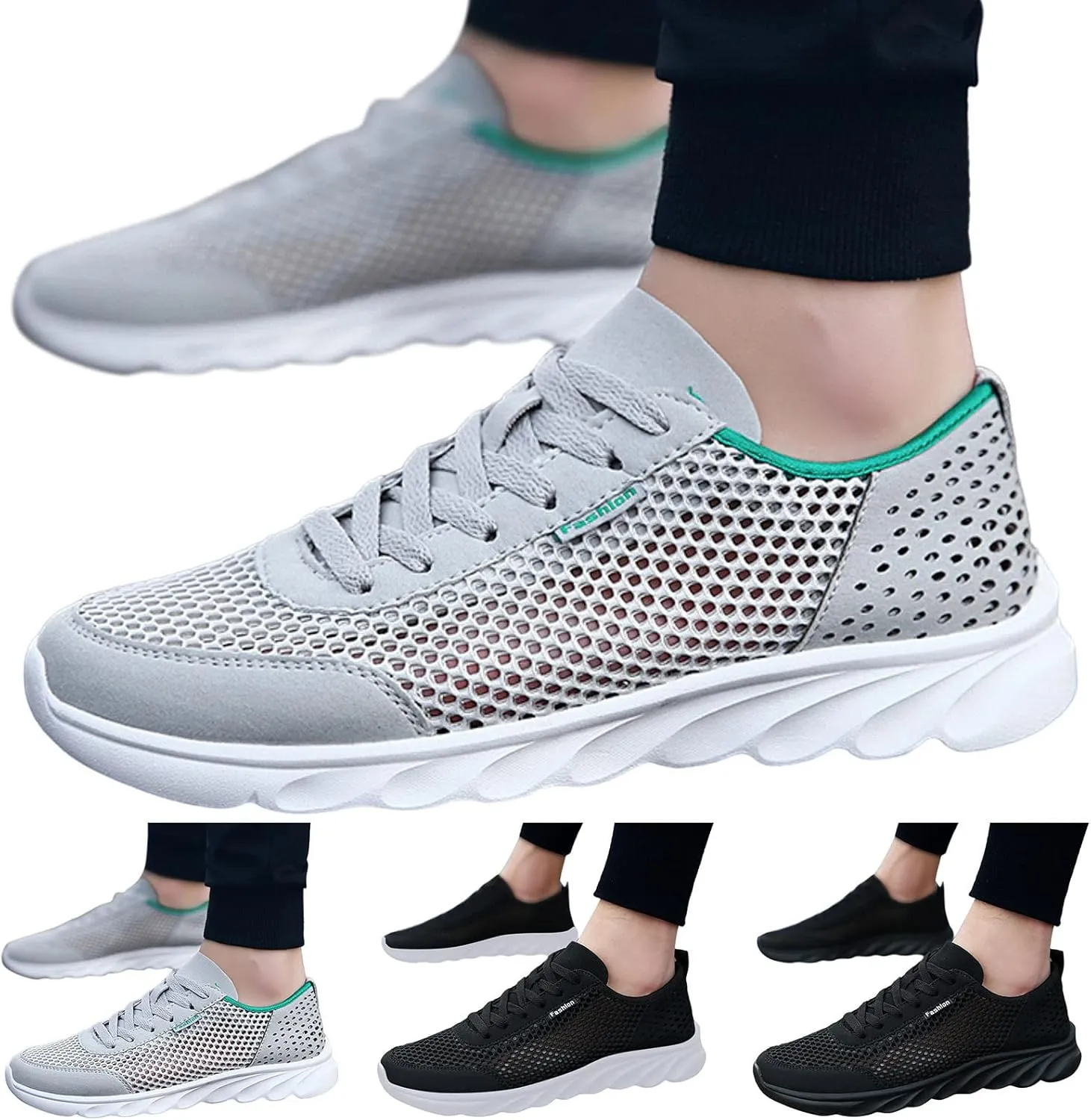Mens Running Shoes Slip On Comfortable Tennis Walking Sneakers Workout Athletic Lightweight Casual Non Slip Sport Shoes with Breathable Mesh Summer Quick-Drying Shoe
