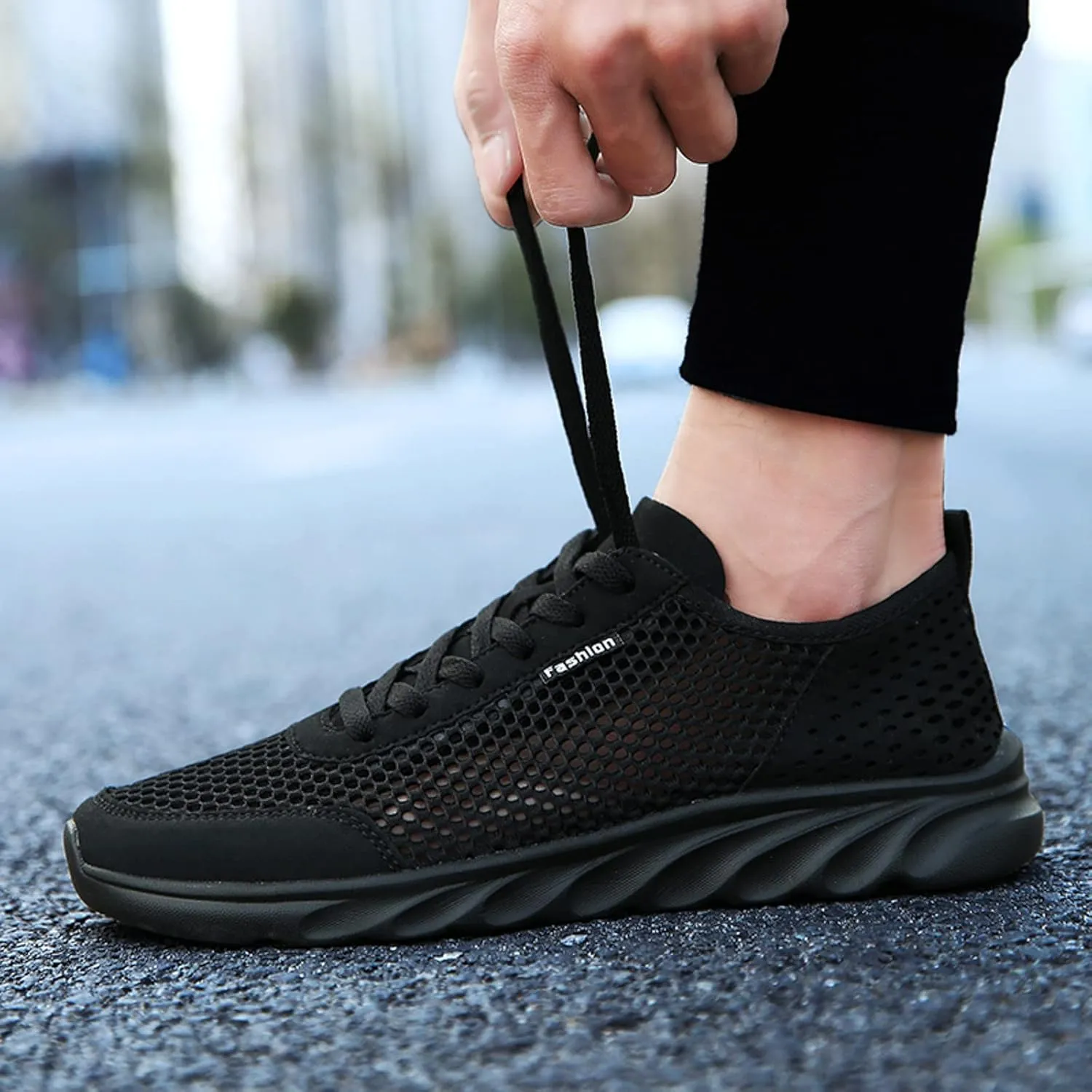Mens Running Shoes Slip On Comfortable Tennis Walking Sneakers Workout Athletic Lightweight Casual Non Slip Sport Shoes with Breathable Mesh Summer Quick-Drying Shoe