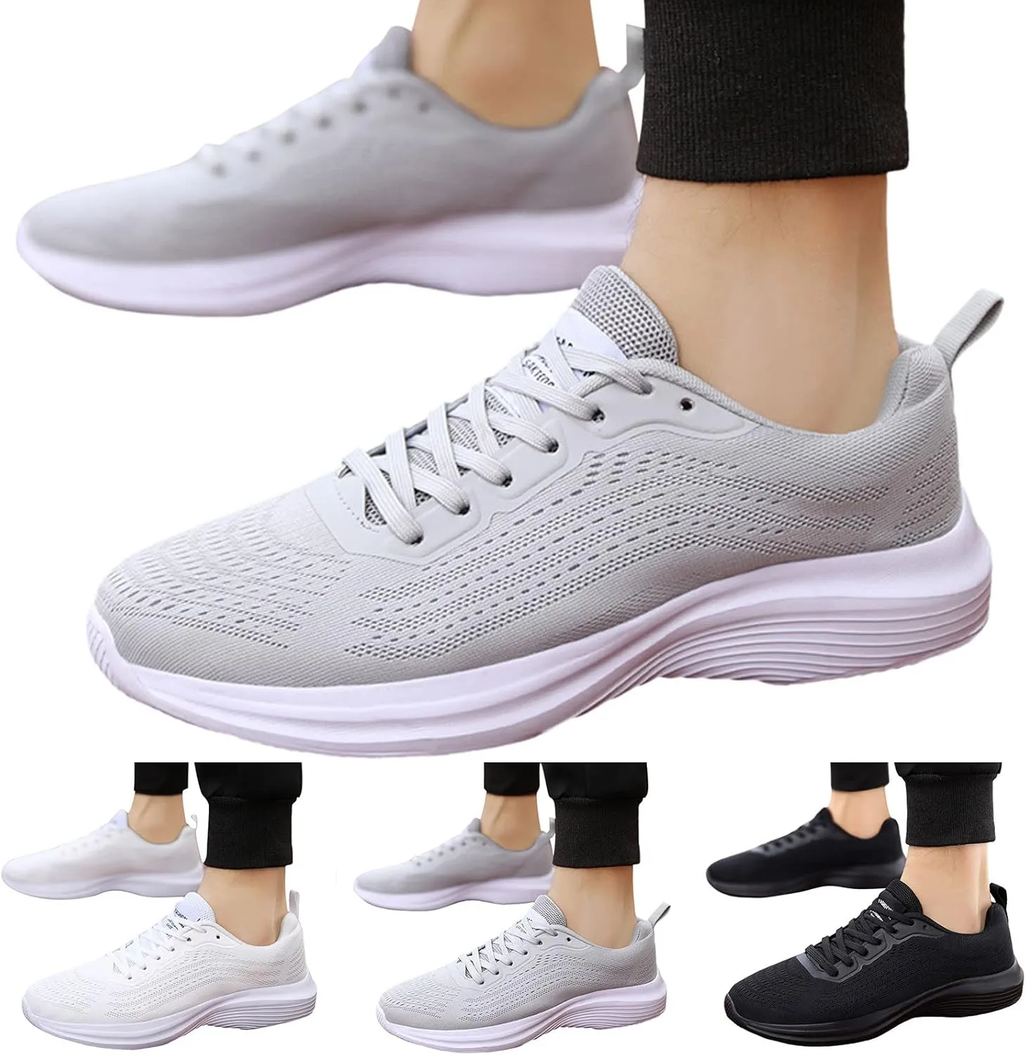 Mens Walking Shoes Sports Tennis Sneakers Lace Up Non Slip Running Shoes Lightweight Workout Footwear Breathable Mesh Fashion Sneaker with Arch Support for Men Gym Outdoor