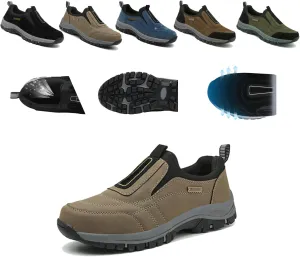 Men's Waterproof Hiking Shoes, Comfortable Orthopedic Walking, Slip-on Outdoor Sports Shoes, lace-Free Lightweight Breathable Casual