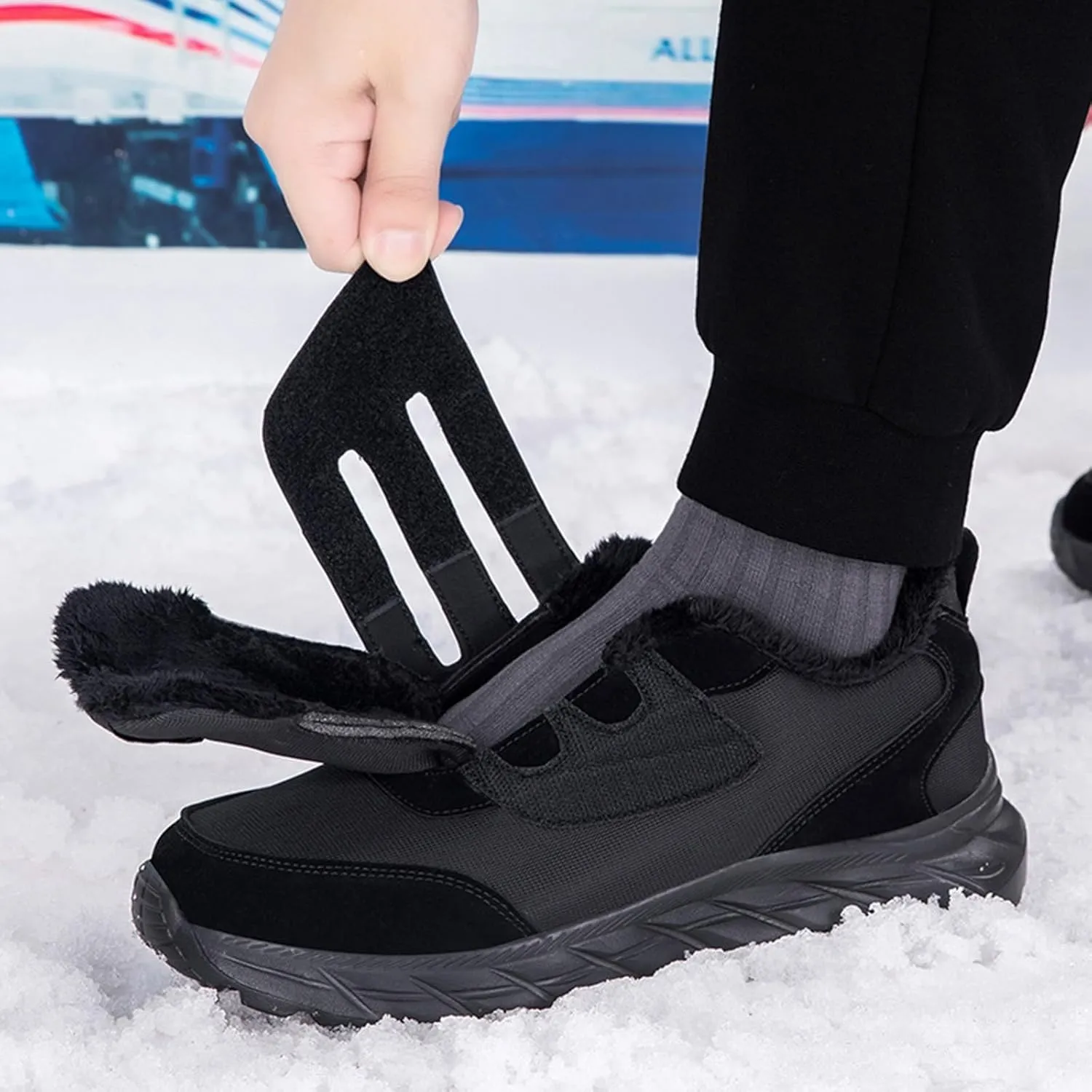 Mens Work Boots Waterproof Hiking Sneakers Warm Fur Lined Safety Toe Shoes for Women Food Service Waterproof Outdoor Shoes Lightweight Anti Slip Hike Grounded Footwear