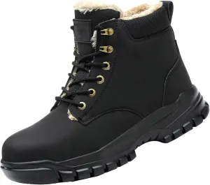 Men's Work Boots with Zipper Hiking Sneakers Shoes with Hook Loop Women Safety Shoes Business Casual Slip On Platform Shoes Lightweight Comfortable Hike Grounded Footwear