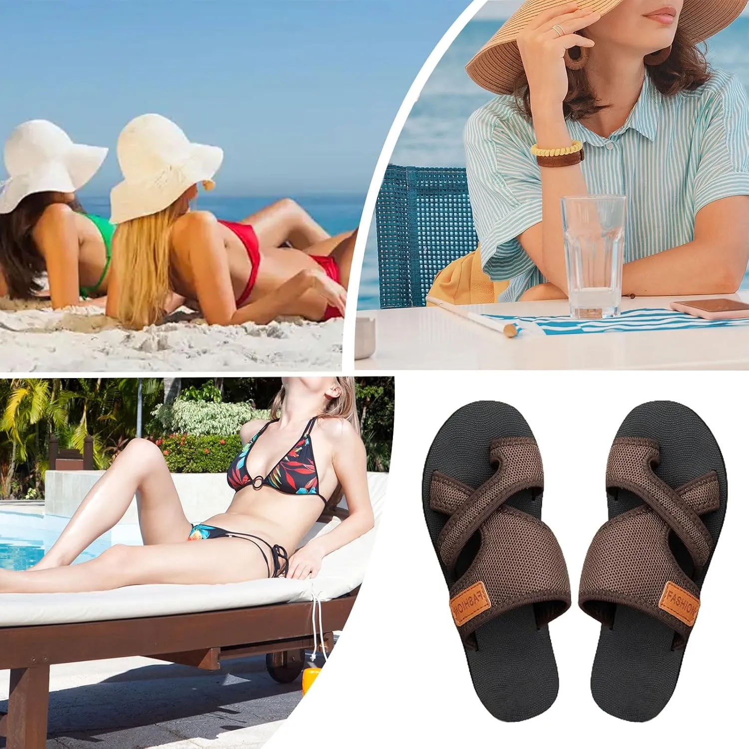 Mmoneyake Orthopedic Sandals for Women Fashion Orthotic Flip Flops Lightweight Non-Slip Summer Beach Slippers Casual Open Toe Beach Vacation Shoes