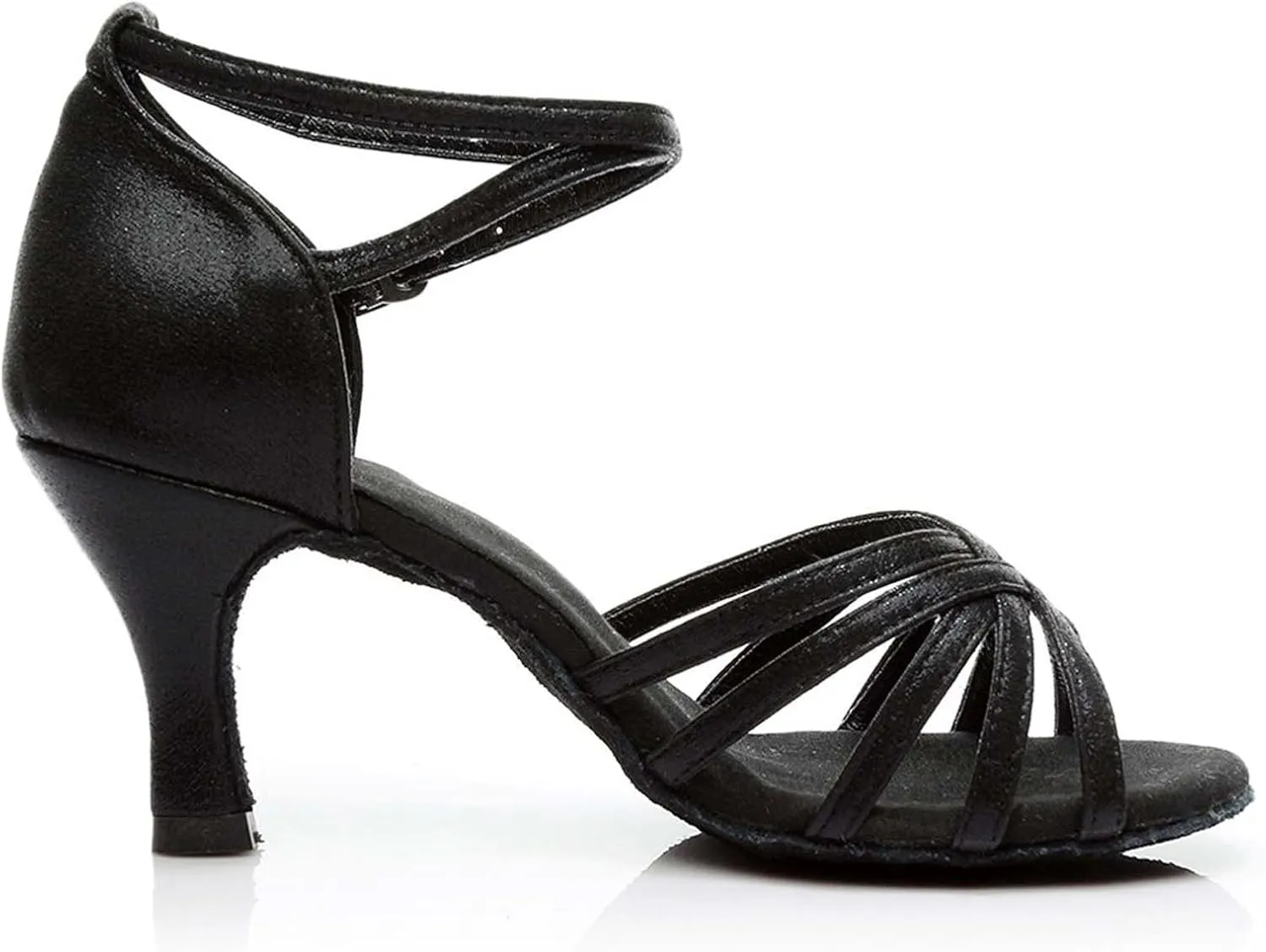 oiangi Women's Satin Latin Dance Shoes Fashion Open Toe Ankle Straps Buckle Mid Heel Sandals Ballroom Salsa Tango Professional Performance Practice Dancing Shoes