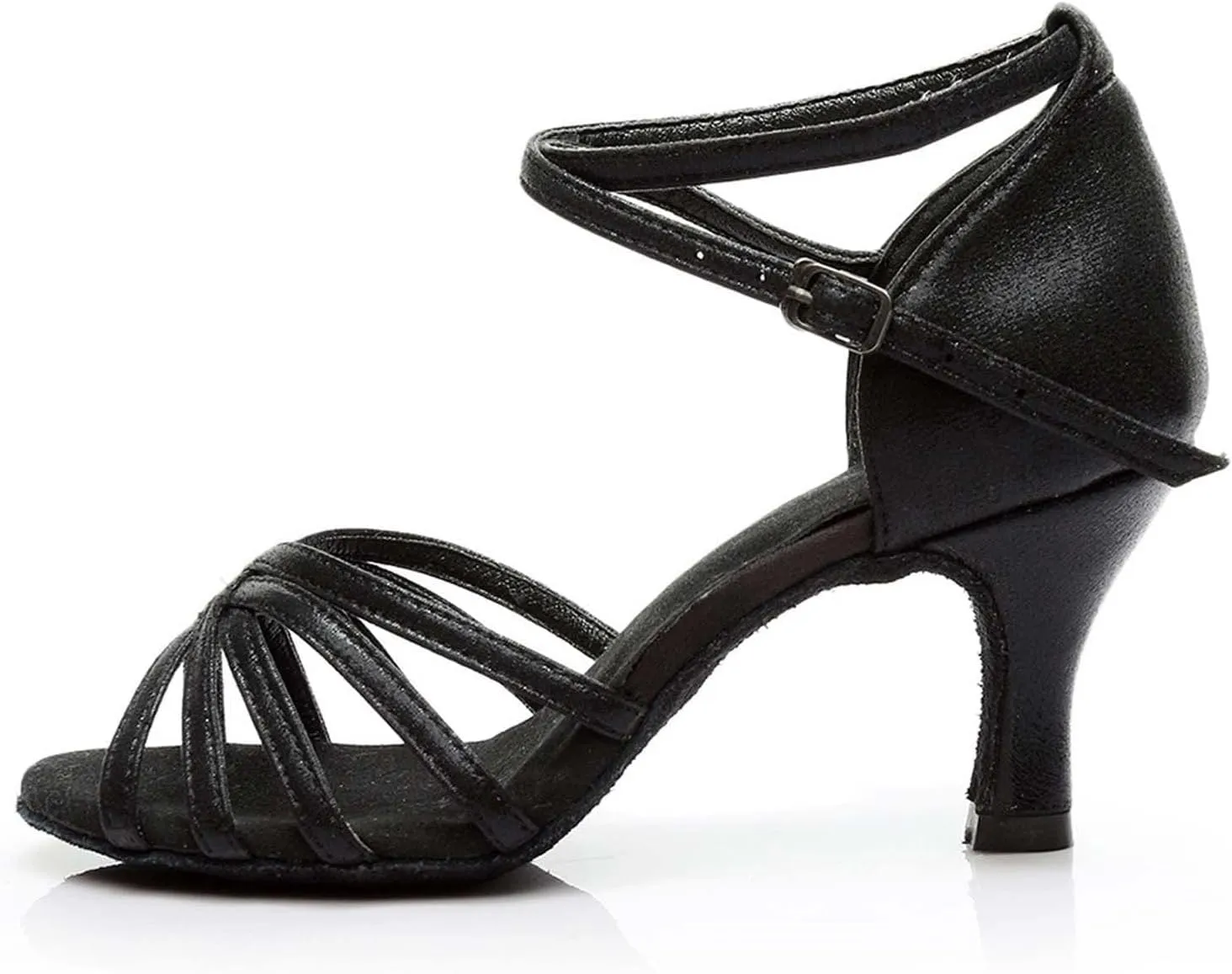 oiangi Women's Satin Latin Dance Shoes Fashion Open Toe Ankle Straps Buckle Mid Heel Sandals Ballroom Salsa Tango Professional Performance Practice Dancing Shoes