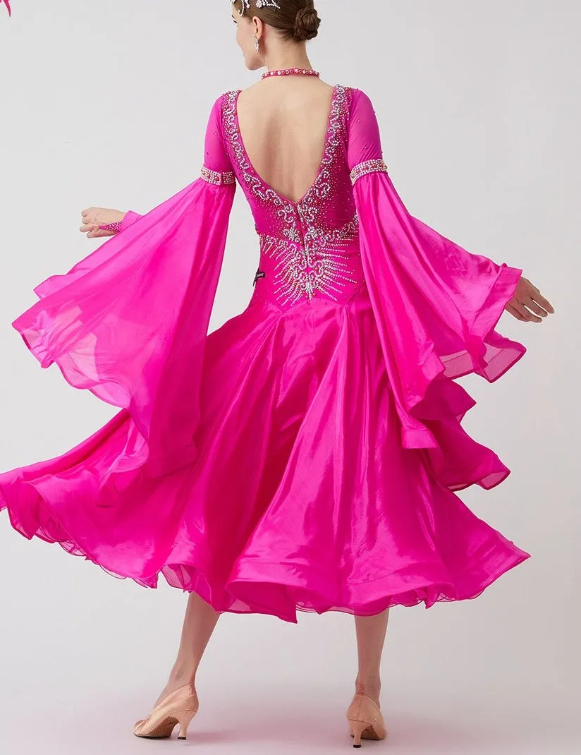 Pink Crystal-Adorned Ballroom Dress