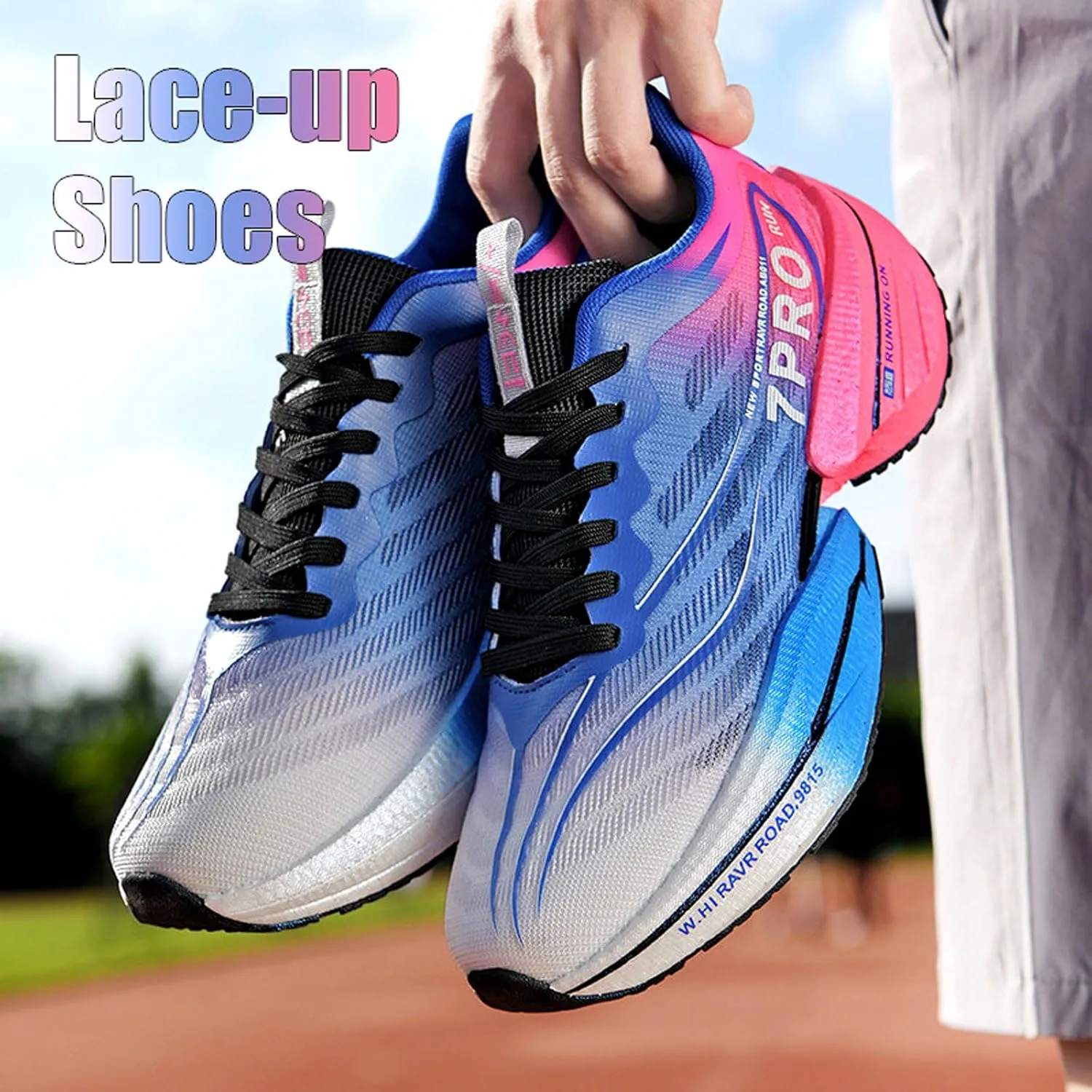 Ravr Road Men's Breathable Mesh Road Running Shoes - Lightweight Non-Slip Fashion Comfortable Sneakers with Carbon Plate Support for Gym Workout & Daily Walk