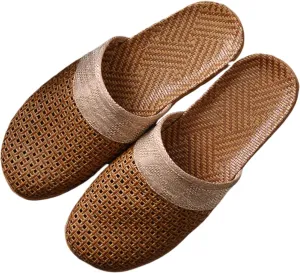 Slide Sandals for Women Summer Slippers Outdoor Indoor Vine Grass Woven Cotton Flax Non-Slip Casual Grass Mat sandal Sandal Bohemian Breathable Vacation Outfits Travel Slipper