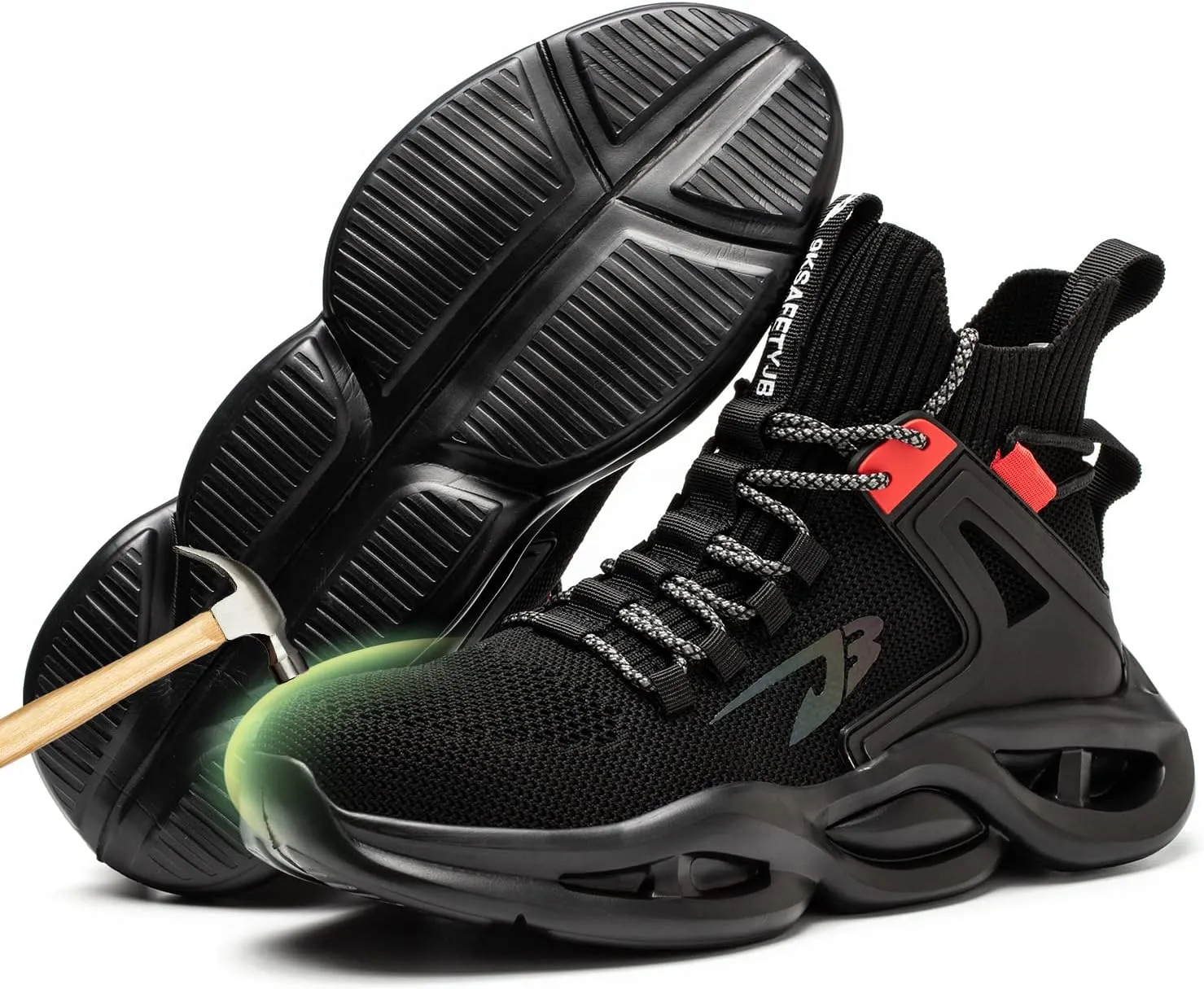 Steel Toe Shoes for Men Lightweight Safety Shoes Comfortable for Women Breathable Fashion Safety High Top Sneakers Resistant Indestructible Construction Boots