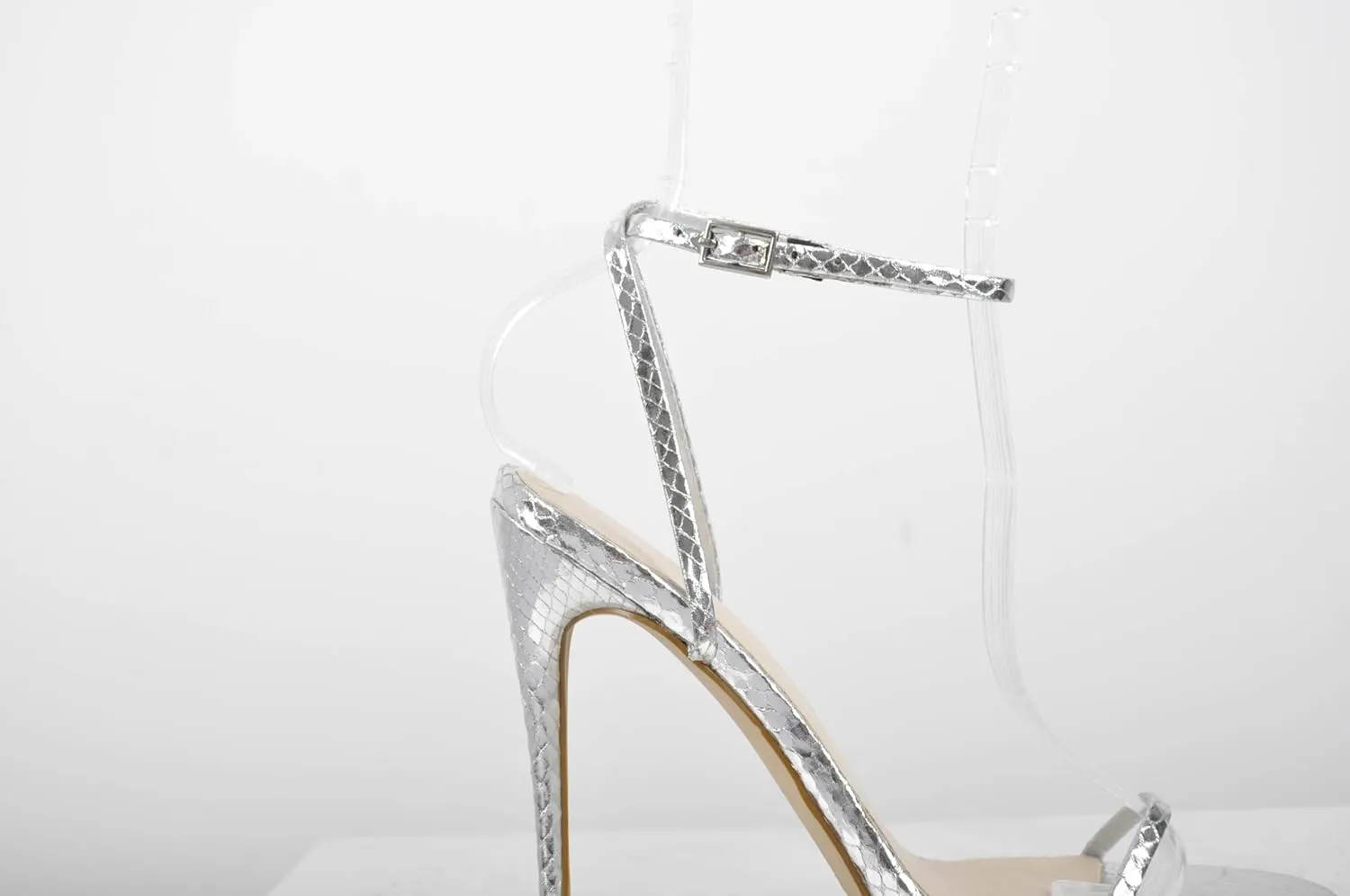 Strappy High Stiletto Heels, Ankle Strap Buckle Heeled Womens Sandals, Sexy Comfort Open Round Toe Heels for Daily Party Dress