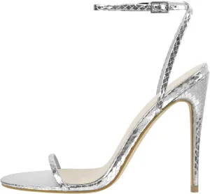 Strappy High Stiletto Heels, Ankle Strap Buckle Heeled Womens Sandals, Sexy Comfort Open Round Toe Heels for Daily Party Dress
