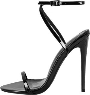 Strappy High Stiletto Heels, Ankle Strap Buckle Heeled Womens Sandals, Sexy Comfort Open Round Toe Heels for Daily Party Dress