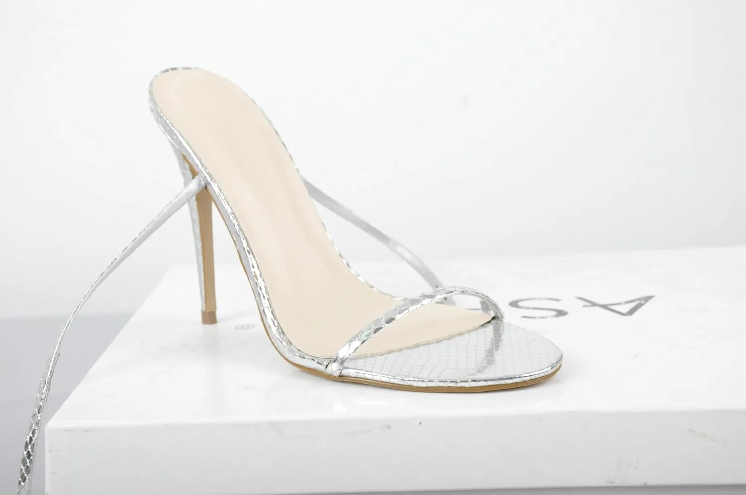 Strappy High Stiletto Heels, Ankle Strap Buckle Heeled Womens Sandals, Sexy Comfort Open Round Toe Heels for Daily Party Dress