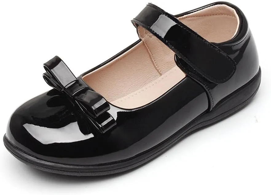 Toddler Girl Ballerina Flats Bowknot School Uniform Mary Jane Party Dress Shoes for Kids
