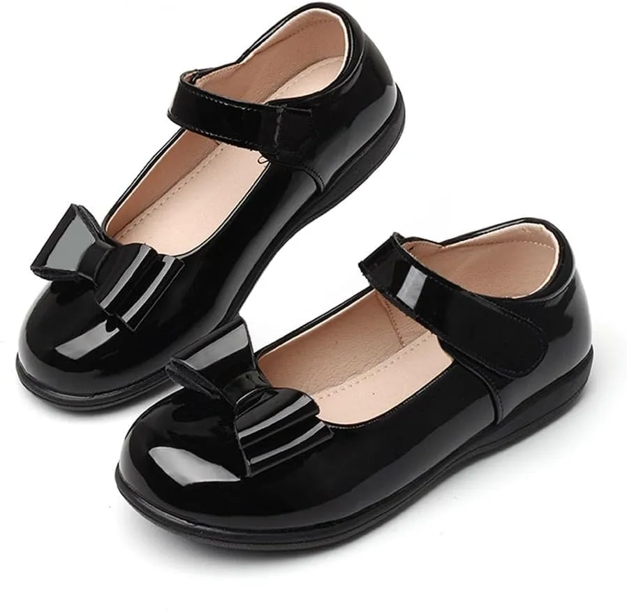 Toddler Girl Ballerina Flats Bowknot School Uniform Mary Jane Party Dress Shoes for Kids