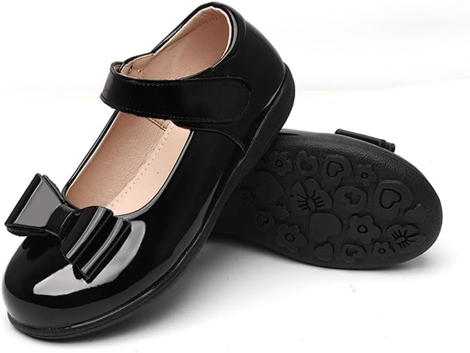 Toddler Girl Ballerina Flats Bowknot School Uniform Mary Jane Party Dress Shoes for Kids