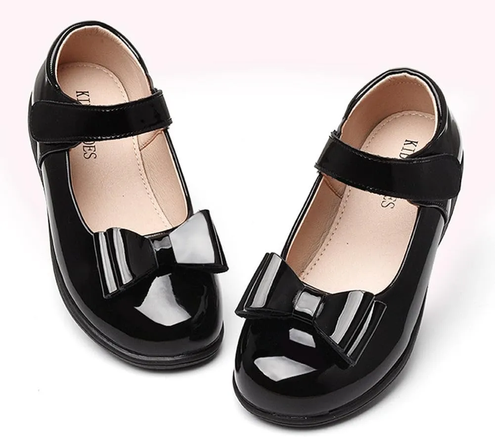 Toddler Girl Ballerina Flats Bowknot School Uniform Mary Jane Party Dress Shoes for Kids