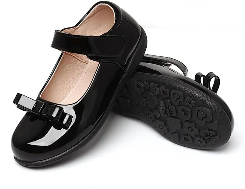 Toddler Girl Ballerina Flats Bowknot School Uniform Mary Jane Party Dress Shoes for Kids