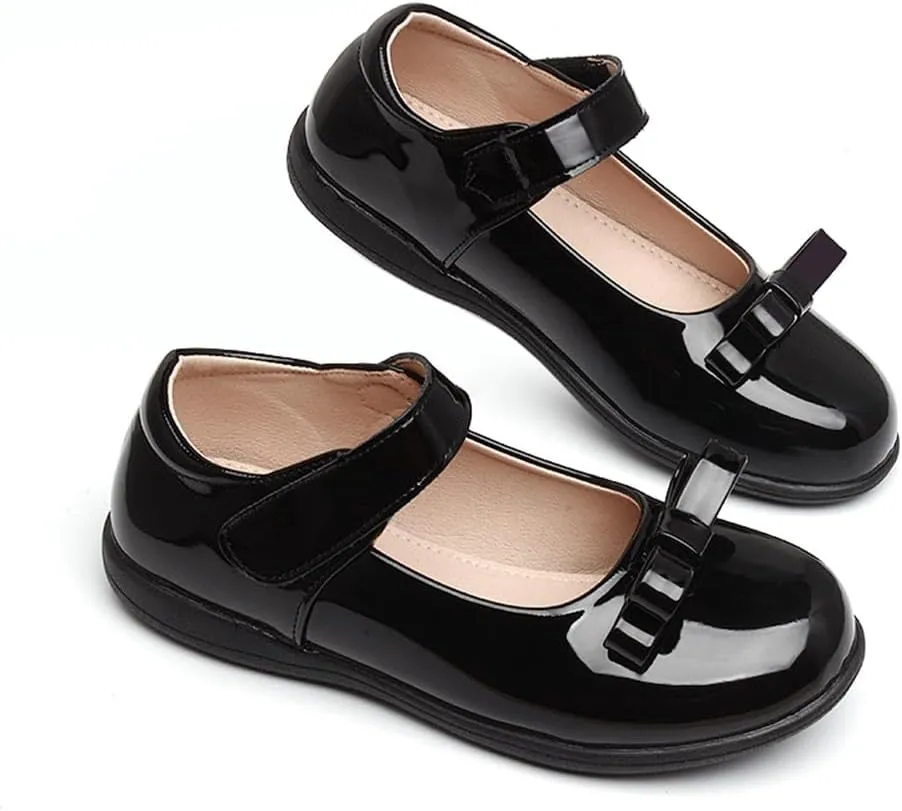 Toddler Girl Ballerina Flats Bowknot School Uniform Mary Jane Party Dress Shoes for Kids