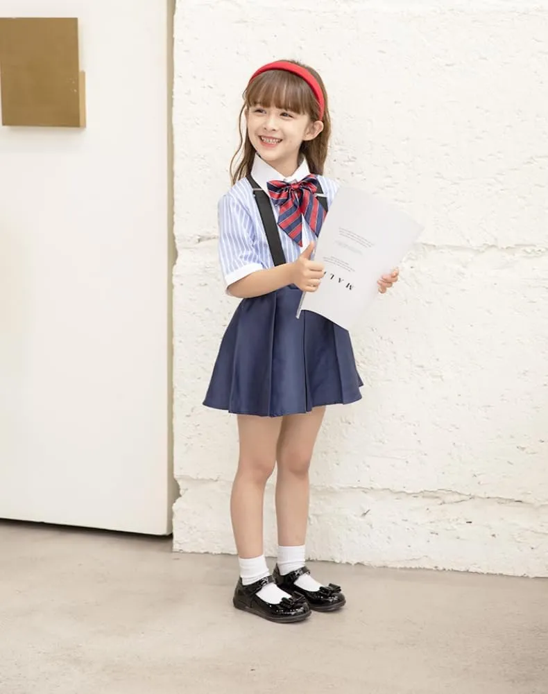 Toddler Girl Ballerina Flats Bowknot School Uniform Mary Jane Party Dress Shoes for Kids