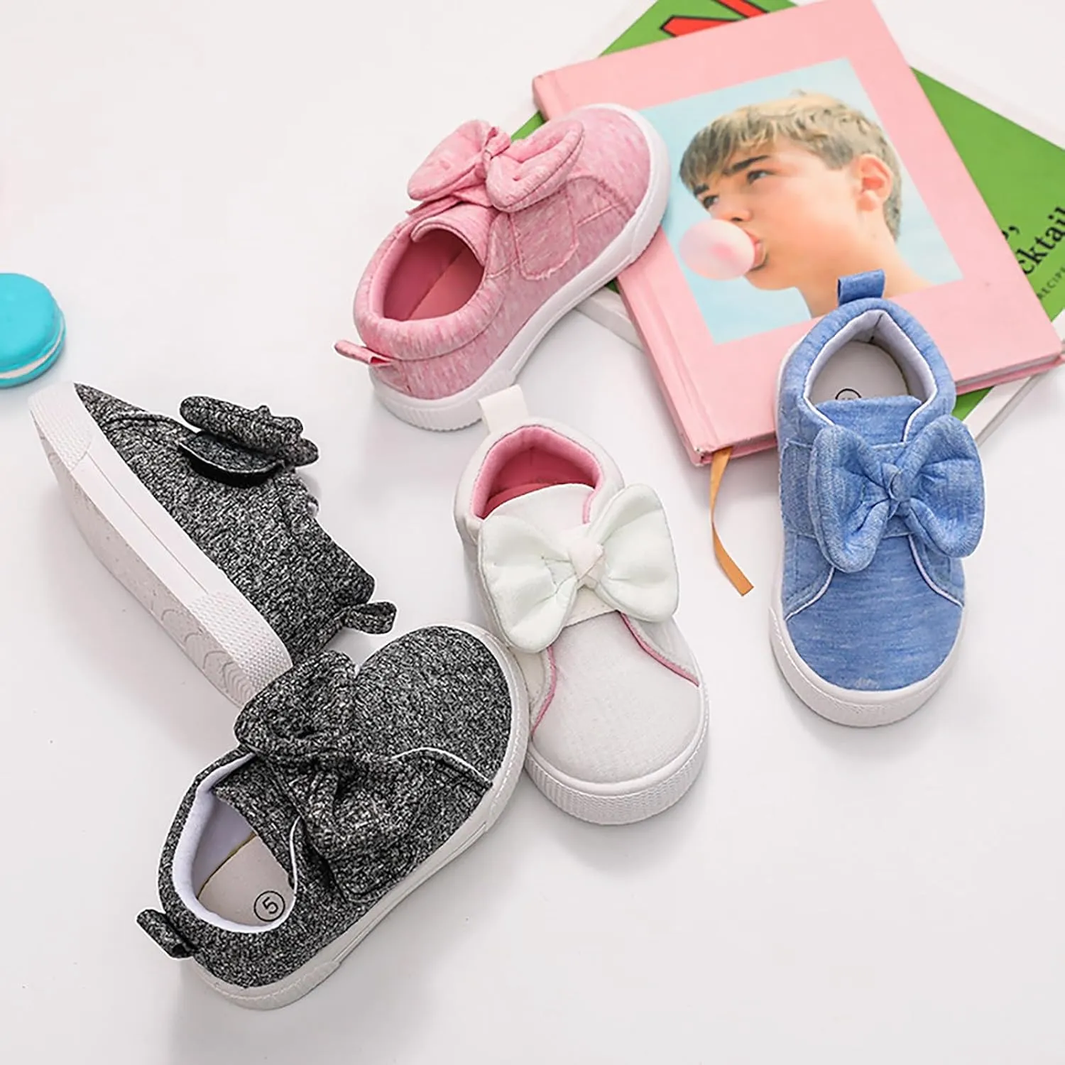 Toddler Kids Lightweight Platform Sneakers Casual Walking Shoes Cute Bowknot Cotton Running Tennis Non-Slip Shoes