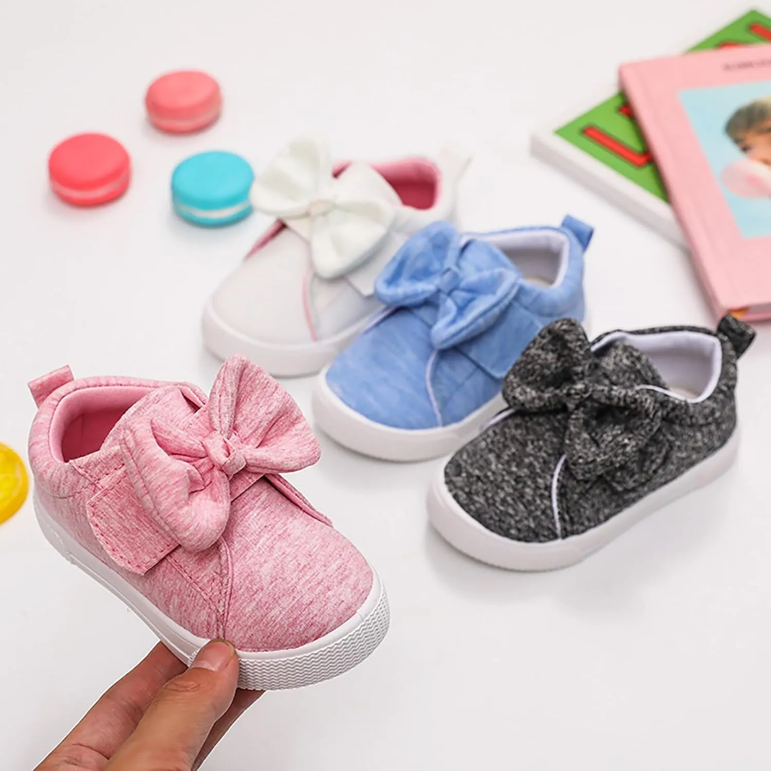 Toddler Kids Lightweight Platform Sneakers Casual Walking Shoes Cute Bowknot Cotton Running Tennis Non-Slip Shoes