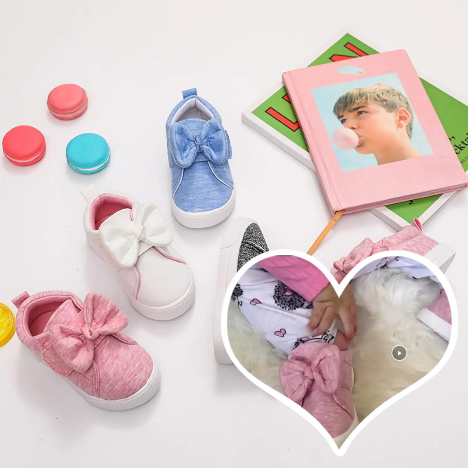Toddler Kids Lightweight Platform Sneakers Casual Walking Shoes Cute Bowknot Cotton Running Tennis Non-Slip Shoes