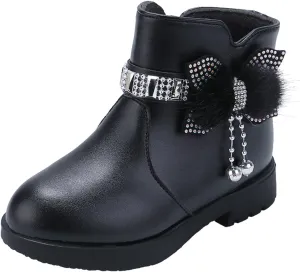 Toddler/Little Kid/Big Kid Girls Ankle Boots PU Leather Warm Hiking Snow Boots Cute Dress Booties
