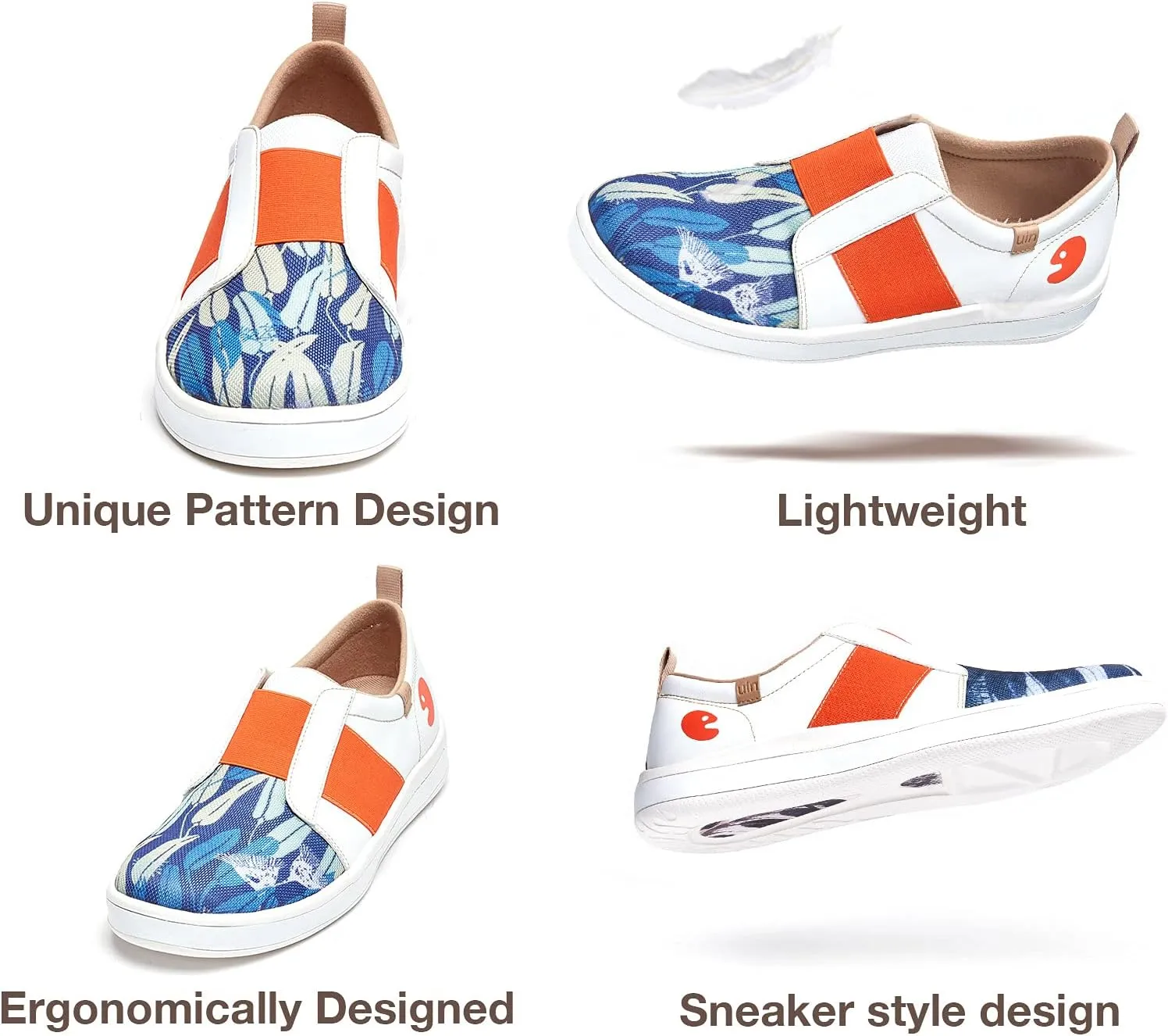 UIN Men's Fashion Sneakers Lightweight Walking Casual Loafers Slip Ons Art Painted Athletic Travel Skate Shoes Cordoba Modern Art