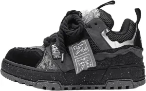 Vintage Fashion Platform Basketball Shoes for Women - Maillard Retro Sport Comfort Unique Casual Chunky Dad Sneakers