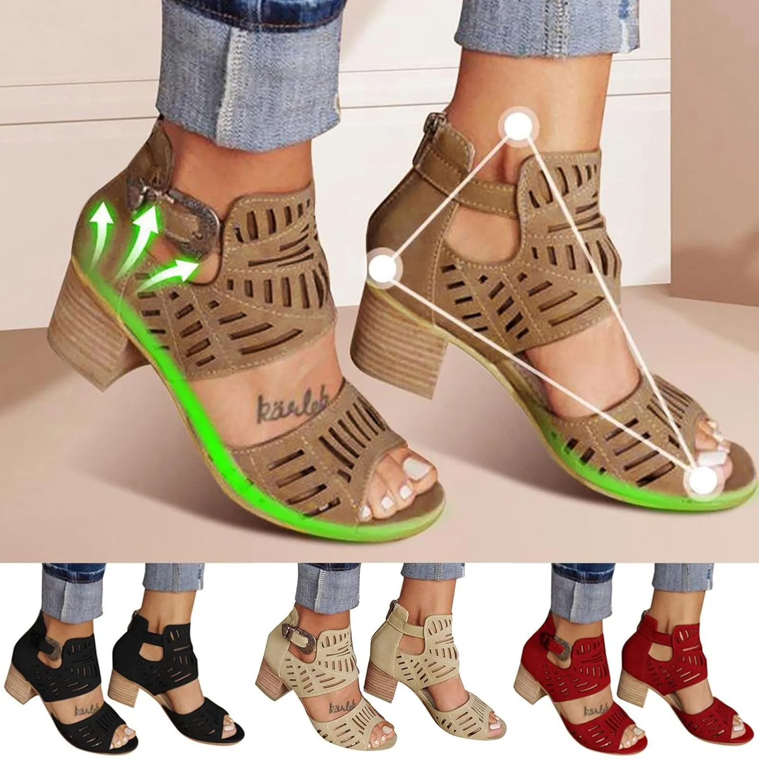 Walking Sandals Women, Sandals Women Ankle Strap Chunky Chunky Heel Sandals Open Toe Wedding Party Dress Shoes