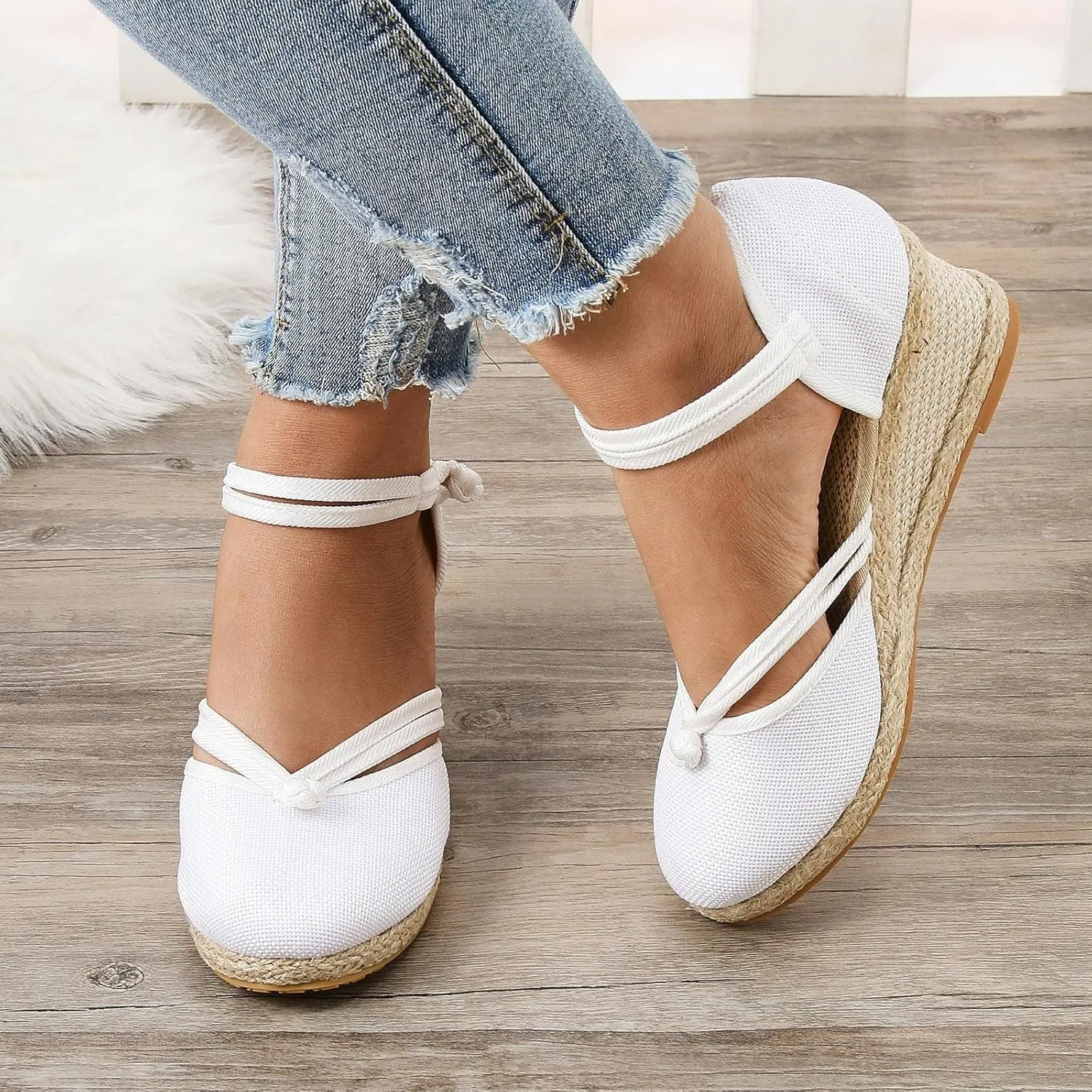 Wedge Sandal for Women Ankle Strap Flatform Arch Support Fish Mouth Toe Shoes Platform Espadrilles Comfort Waterproof
