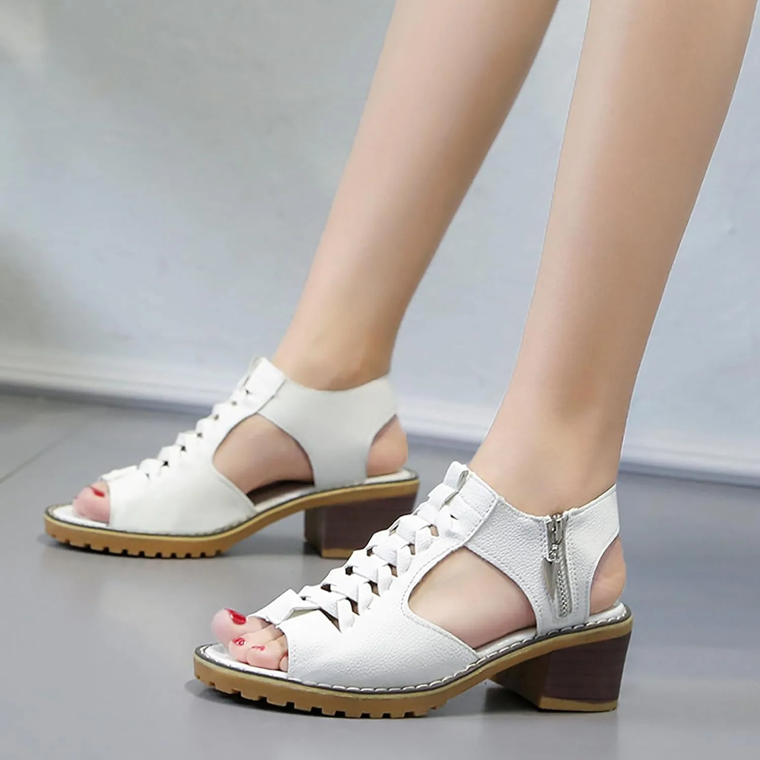 Wedge Sandals for Women Summer 2025 Fashion Toe Wedges Shoes Open Toe Cutout Zipper Chunky Heeled Sandals Ummer Beach Boho Comfortable Sandal with Arch Support Outdoor Shoes 2025